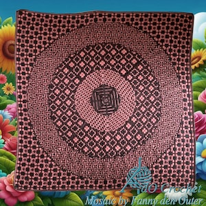 Scarabocchi, schema digitale all'uncinetto, centro verso l'esterno e dal basso verso il basso