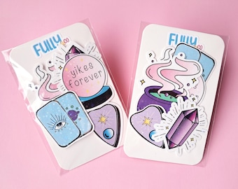 Witchy Glitter Sticker Pack | Tarot, Crystal Ball, Ouija Planchette Vinyl Decals