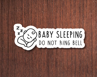 Tiny Do Not Ring Baby Sleeping Stickers - 3 Sizes For Video Doorbells Matte Black