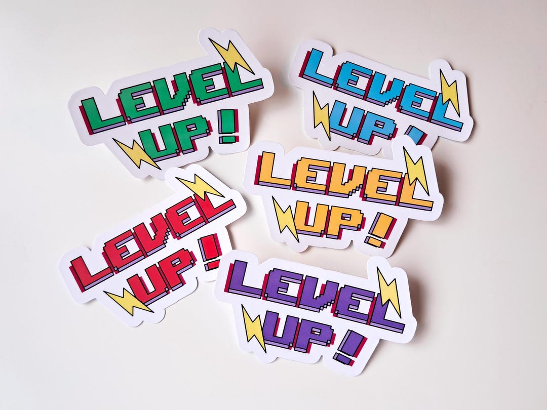 Level Sticker Sample Level up Sticker | Waterproof Sticker for Laptop, Water Bottle, Phone ...