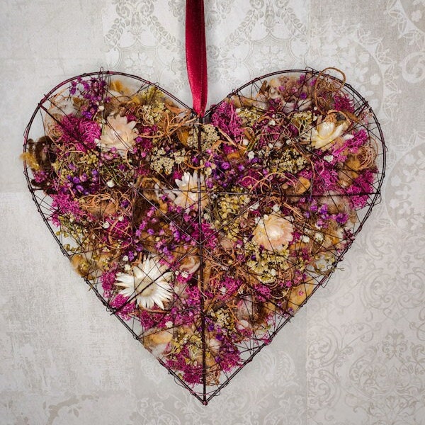 Grand Coeur en Fleurs Séchées