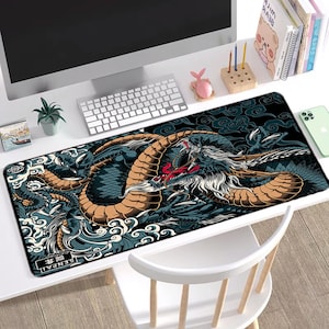 Chinese Dragon Large Gaming Mouse Pad, Chinese Dragon XXL Mouse Pad, Oriental Fantasy Gaming Mouse Pad, Dragon Mouse Mat Room Decor