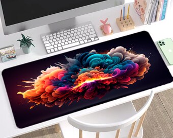 Exploding Smoke XXL Gaming Mouse Pad, Abstract Paint Mat