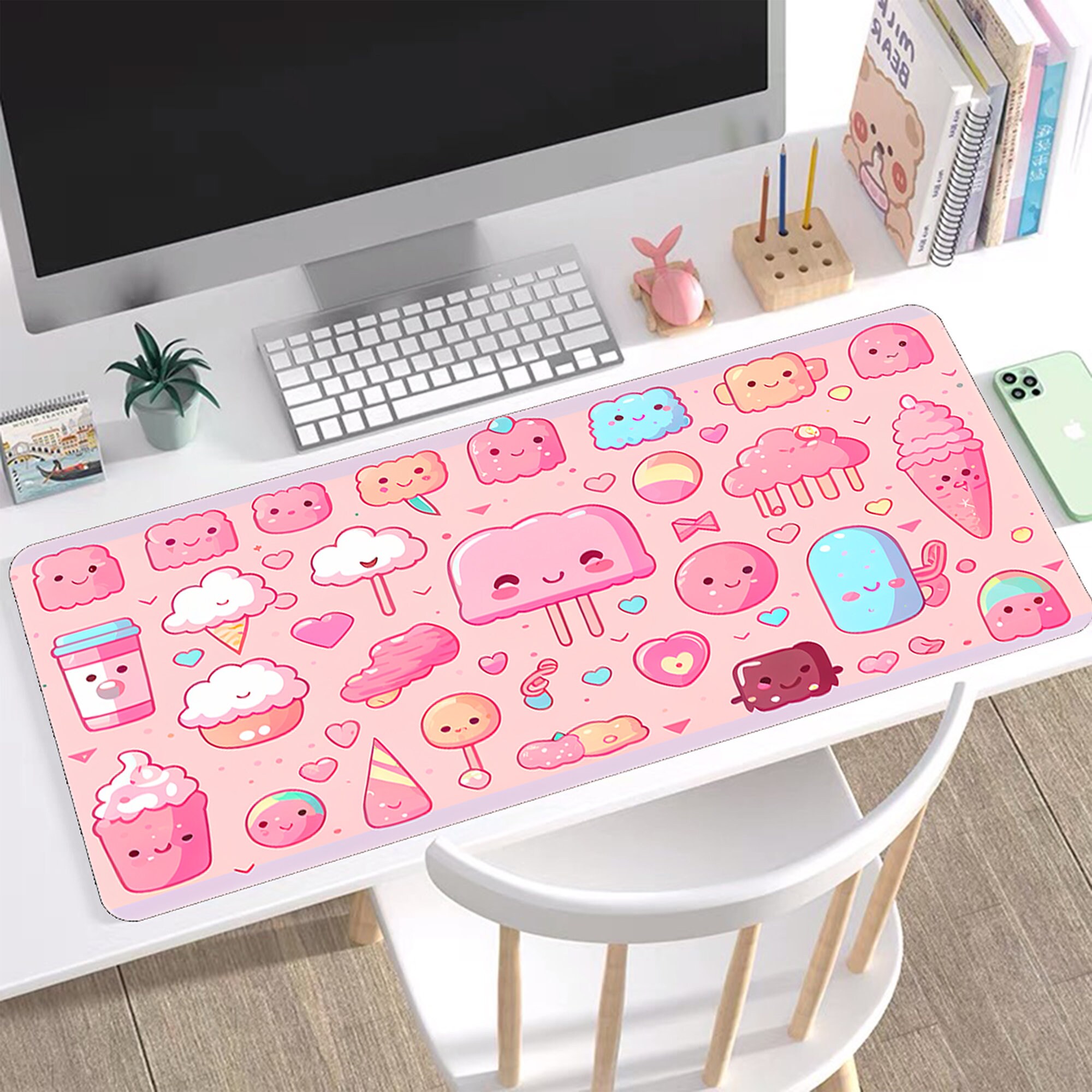 Pink Mousepad Kawaii, Desk Mat Cute Kawaii, Cute Gaming Mouse Pad ...
