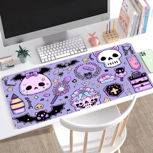 Pastel Goth Mousepad, Large Mouse Mat Darkwave, Mouse Pad For Her, Spooky Gift Desk Mat, Cute Unique Desk Mat, Pink Kawaii Desk Mat