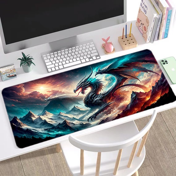 Majestic Dragon Gaming Mouse Pad | Large Fantasy Desk Mat - Etsy