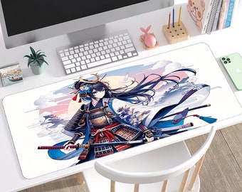 Alfombrilla de ratón de anime samurái / Alfombrilla de escritorio con arte de guerrero japonés