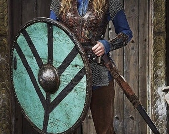 Medieval Viking Lagertha Shield, Knights Battle Ready Round Shield, Viking shield, Shield Maiden Viking Shield Full Size 24" and 30" Inches