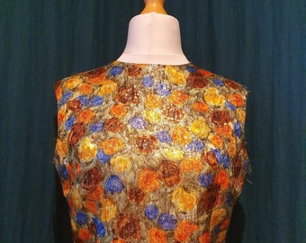 Vintage jaren 1960 goud bloemen mouwloze top