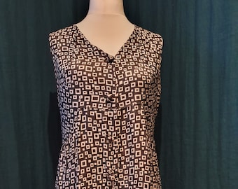 Vintage jaren 1960 zwart-wit mouwloze jurk