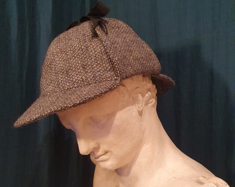 Vintage Grey Tweed Deerstalker Hat