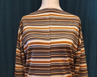 Vintage jaren 1970 Boat Neck Stripe Top