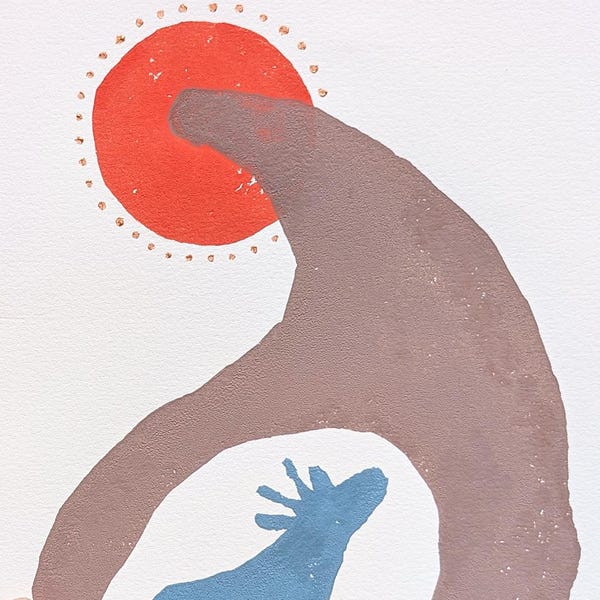 Hand Carved Linocut Print - "Living Together" - Signed & Numbered A5 size