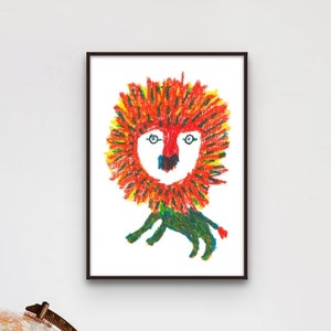 Monsieur Lion - Stampa Giclée originale, illustrazione poetica e umoristica, firmata dall'artista