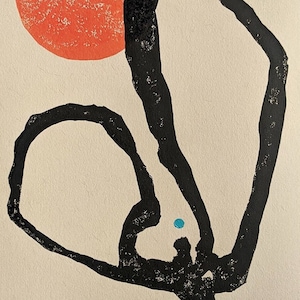 Flying Seed - Original Linocut Hand Print A4 Size. Available with a mini card option.