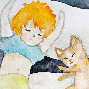 Sweet Dream - Stampa Giclée originale, illustrazione poetica di acquerello, firmata dall'artista