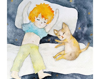 Sweet Dream - Original Giclée Print, Poetic Illustration of Watercolor, Signed by Artist