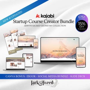 KAJABIスタートアップコース作成バンドル、ウェブサイト、ポッドキャスト、セールスファネル、コーステーマ、ソーシャルメディア、電子書籍ワークブック、スライドデッキテンプレート
