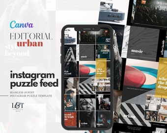INSTAGRAM PUZZLE Canva Template | Editorial Urban 18 Post Instagram Puzzle Feed | Instagram Business