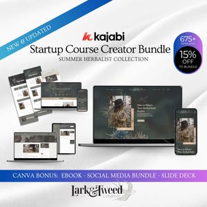 Kajabi ウェブサイト、コーステーマ、セールスファネルバンドル：アーシーハーバリストスピリチュアルテンプレート