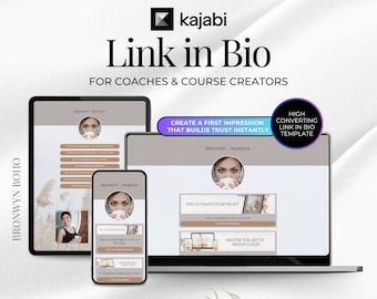 Kajabi Link Page, Minimalistisches Branding Template für Coaches und Digital Kreative (2 Versionen)