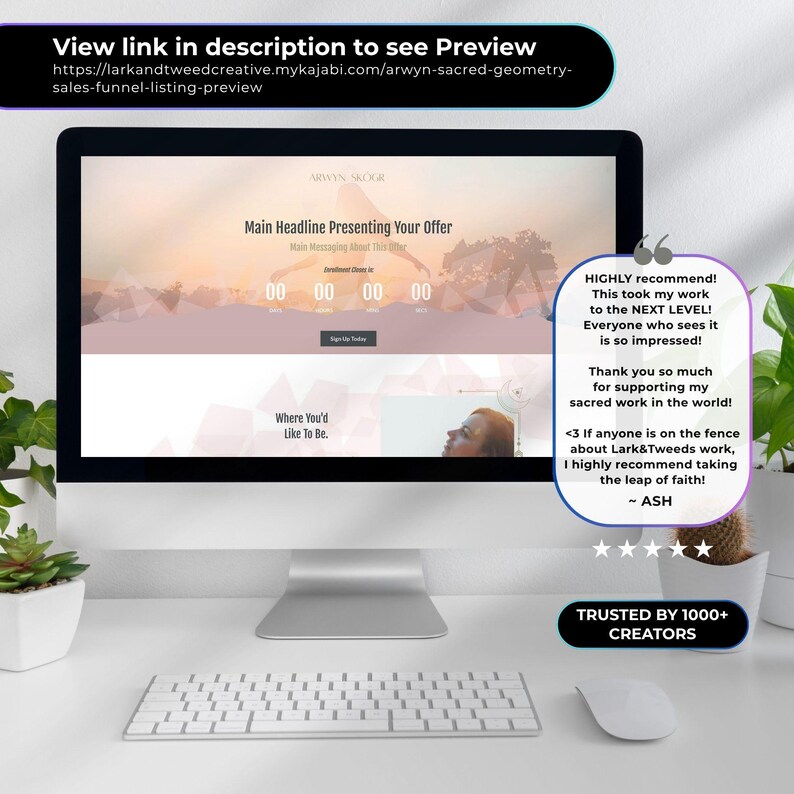 Kajabi Freebie Funnel Template, Sacred Geometry Course Sales Pages for Healers (Includes 6 Pages) image 4