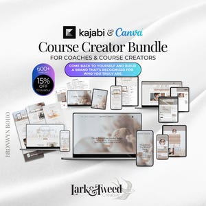 Boho Course Creator Kajabi Launch Bundle, Beige Website, Course and Sales Funnel (600+ Templates)