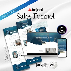 Kajabi Sales + Opt-in Funnel Template for Coaches & Course Creators | Water Flow Blue | Sales + Opt-in Funnel Landing Page Kajabi Theme