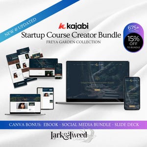 KAJABI ベーシックコース作成バンドル、ウェブサイト、ポッドキャスト、セールスファネル、コーステーマ、ソーシャルメディア、電子書籍ワークブック、スライドデッキテンプレート