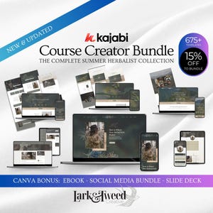 KAJABI Course Creator Bundle, Website, Podcast, Webinar & Sales Funnel, Course Themes, Social Media, Ebook Workbook, Slide Deck Templates