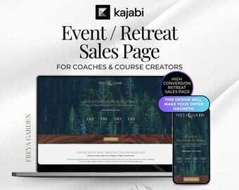 Kajabi Airbnb Retreat Funnel, Healing Event Sales Template for Wellness Brands (2 Pages)