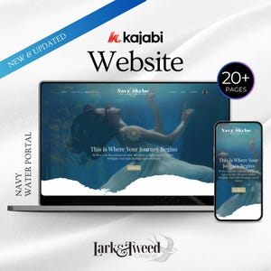 Kajabi Website Template for Coaches & Course Creators | Water Flow Blue | 20+ Page Kajabi Theme | Spiritual Branding Design