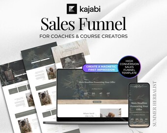Kajabi Lead Magnet Template, Herbalist Coach Sales Funnel for Course Creators (Includes 6 Pages)