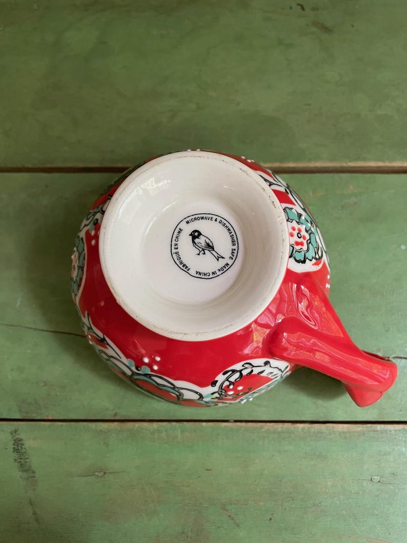 Anthropologie Elka Ayaka kaffekopp röd fot vridet handtag bild 7