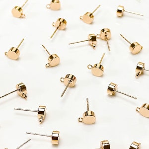 10pcs 18K Real Gold Plated Rounded Brass Stud Posts with 316 Surgical Stainless Steel Posts Earring Findings Hypoallergenic Earrings image 1