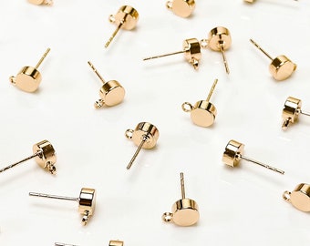 10pcs 18K Real Gold Plated Rounded Brass Stud Posts with 316 Surgical Stainless Steel Posts | Earring Findings | Hypoallergenic Earrings