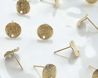 10 pcs 18K Real Gold Plated Textured Wavy Circle with 316 Stainless Steel Posts | Earring Findings | Hypoallergenic DIY Earrings