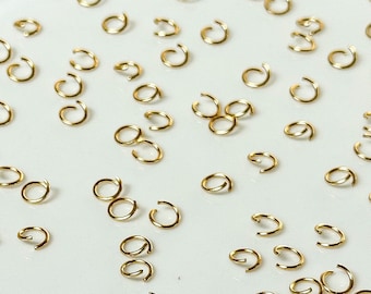 18K Gold Plated Surgical Stainless Steel Open Jump Rings 200pcs/bag Anti-Tarnish | Nickel Free Earring Findings