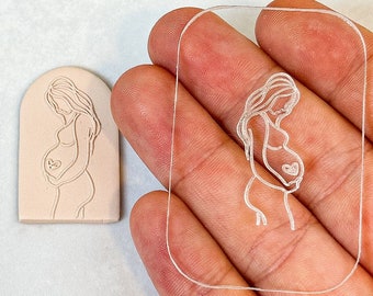 Pregnant Woman Acrylic Texture Tile | Acrylic Embossing Stamp | Polymer Clay Debossing Tool | Clay Earrings Making Tool