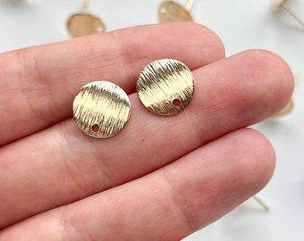 18K Real Gold/White Gold Plated Textured Rounded Stud Posts with 316 Surgical Stainless Steel Posts | Hypoallergenic DIY Earrings