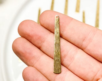 10pcs Textured Raw Brass Long Bar Pendant | Earring Connectors | DIY Clay Earring Components