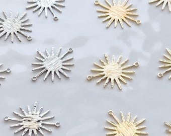 10pcs 14K Gold/Real Platinum Plated Large Sun Link Connector with Two Holes | Nickel Free
