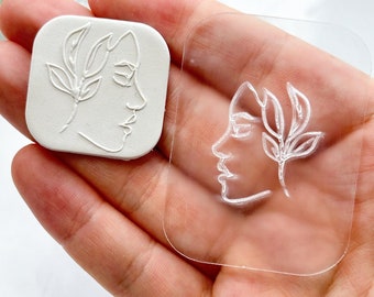 Floral Face #3 Acrylic Texture Tile | Acrylic Embossing Stamp | Polymer Clay Debossing Tool | Clay Earrings Making Tool