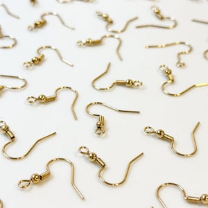 18K Gold Plated Surgical Stainless Steel Earring Fish Hooks 50pcs/bag Anti-Tarnish |  Earring Jewelry Findings