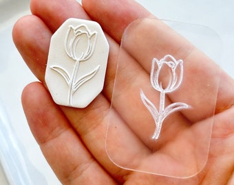 Tulip Acrylic Texture Tile | Acrylic Embossing Stamp | Polymer Clay Debossing Tool | Clay Earrings Making Tool