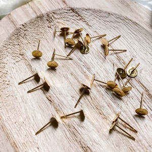 18K Gold Plated Surgical Stainless Steel Earring Flat Stud 50pcs/bag Anti-Tarnish | Earring Jewelry Findings