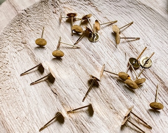 18K Gold Plated Surgical Stainless Steel Earring Flat Stud 50pcs/bag Anti-Tarnish | Earring Jewelry Findings