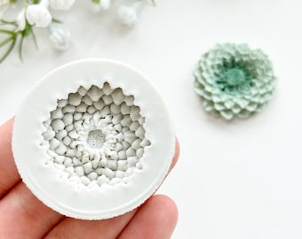 Dahlia Flower Silicone Mold | Floral Silicone Mould for Polymer Clay | Fondant Cake