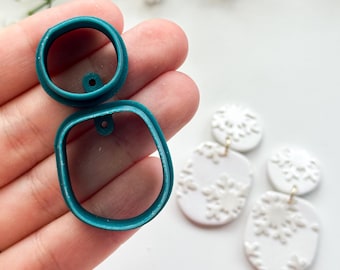 Organic Duo with Drill Guides Polymer Clay Cutter Set | Polymer Clay Tools | Earring Making | Embossing Clay Tools