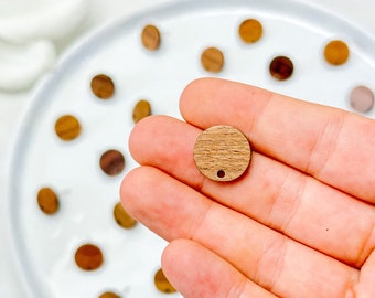 Natural Walnut Wood Circle Earring Stud with Surgical Stainless Steel Posts | Earring Findings | Hypoallergenic DIY Earrings